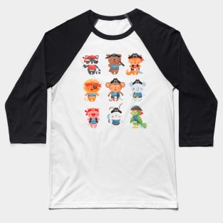 animal pirates cartoon Baseball T-Shirt